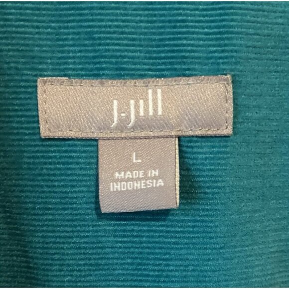 J Jill Top Womens Large Green Corduroy Tunic Button Up Long Sleeve Lightweight - Picture 4 of 7